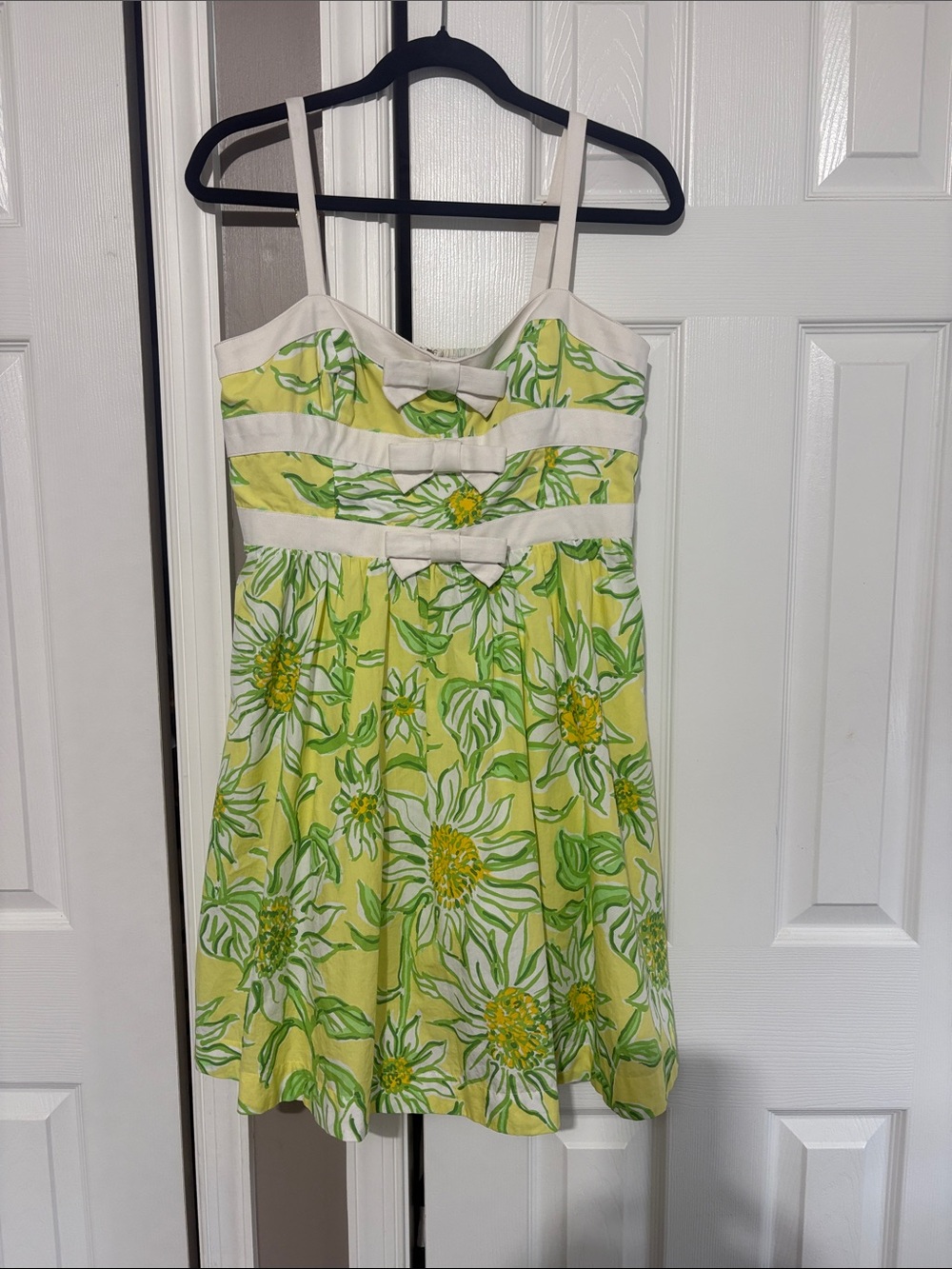 Lilly Pulitzer Yellow & Green Floral Sundress with White Trim
